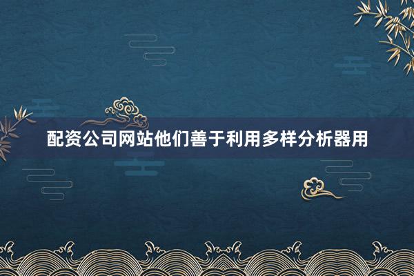配资公司网站他们善于利用多样分析器用