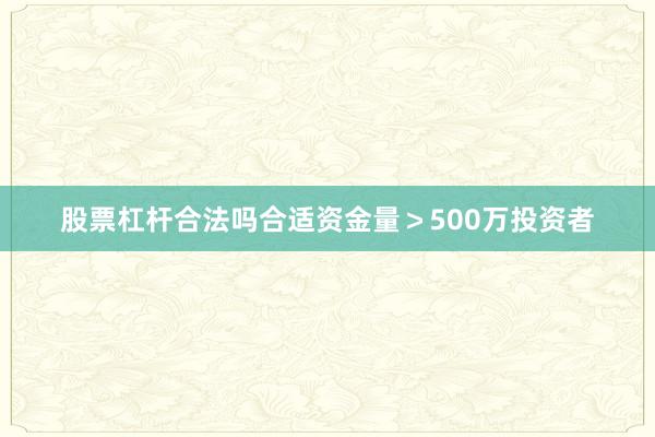 股票杠杆合法吗合适资金量＞500万投资者