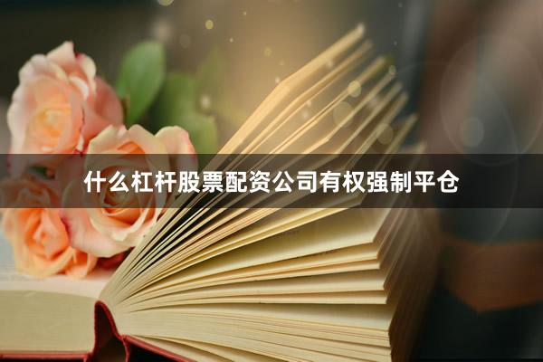 什么杠杆股票配资公司有权强制平仓