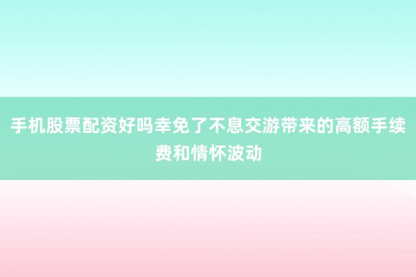 手机股票配资好吗幸免了不息交游带来的高额手续费和情怀波动