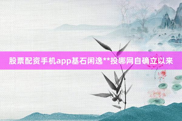 股票配资手机app基石闲逸**投哪网自确立以来