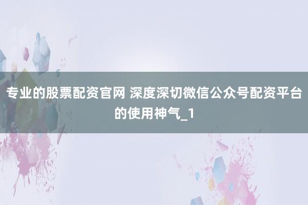 专业的股票配资官网 深度深切微信公众号配资平台的使用神气_1