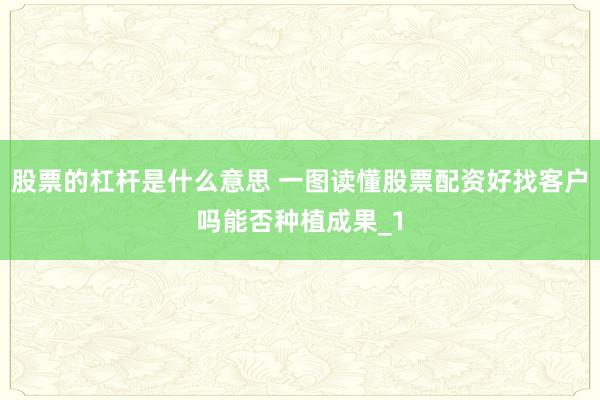 股票的杠杆是什么意思 一图读懂股票配资好找客户吗能否种植成果_1
