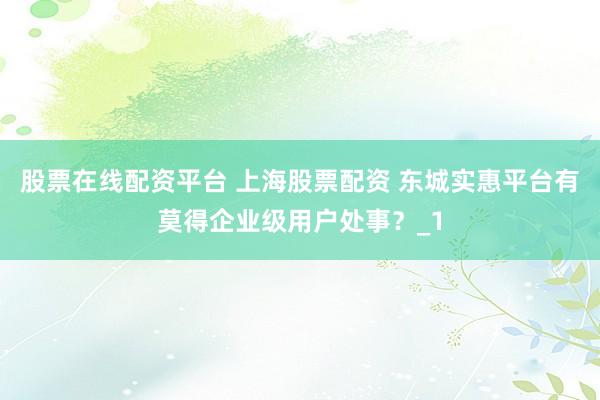 股票在线配资平台 上海股票配资 东城实惠平台有莫得企业级用户处事?_1